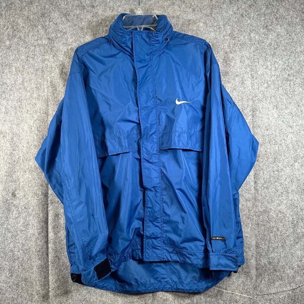 Vtg Nike Packable Clima-FIT Hooded Windbreaker Jacket Mens Medium Mesh Lined 90s